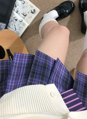 【黑魔导士#星回同款#沈太太专属】原创正版JK制服紫色格裙百褶裙