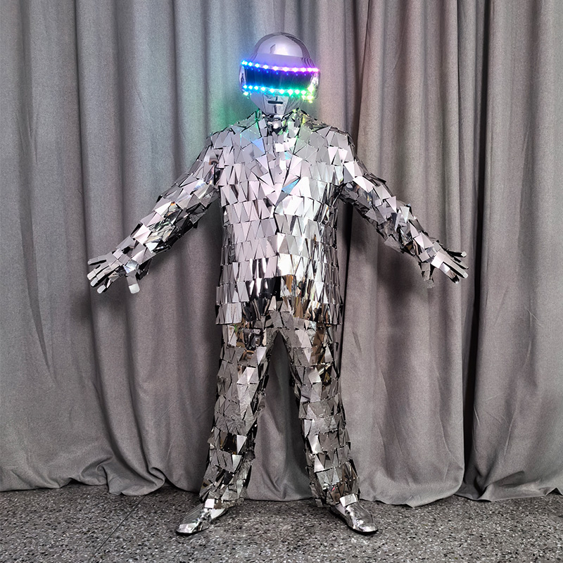 反光镜片演出服西装款酒吧舞台表演道具男女同款机械舞镜面人服装