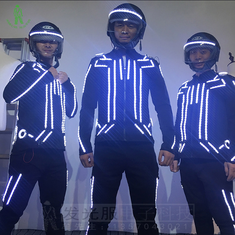 LED新款创战纪出酒服夜店酒吧上酒道具表演舞台服装发光手套眼镜