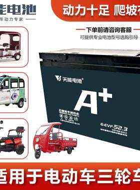 天能电池6-EVF-52 12V52ah动力王全新老年三轮车四轮车拉货车电瓶