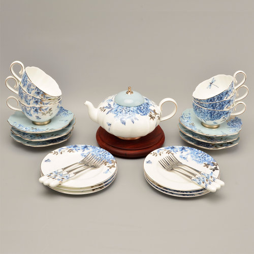 永丰源中秋礼铂金青花茶具套装
