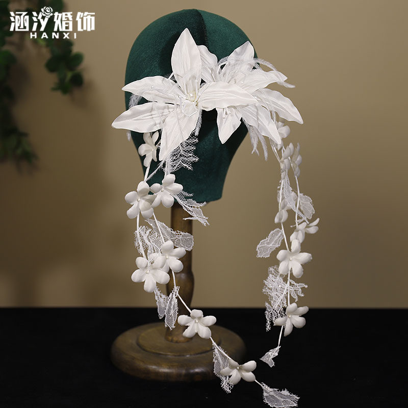 涵汐新款仙美花朵羽毛新娘头饰