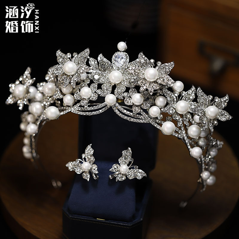 婚礼新娘高级感水晶珍珠皇冠头饰