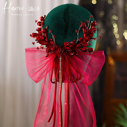 涵汐新款缎面花苞结婚仙美头饰