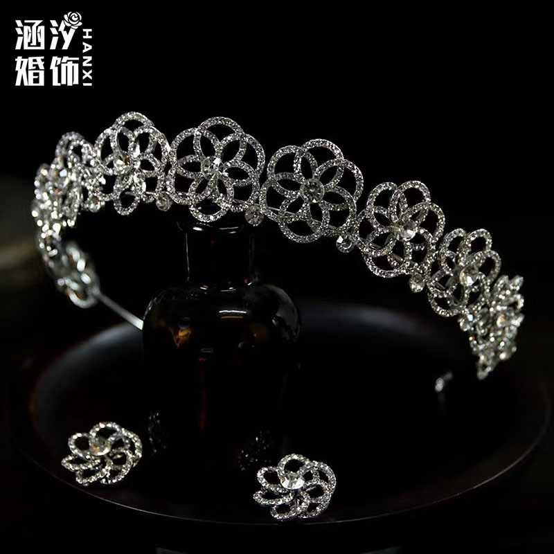 涵汐婚礼水钻花朵皇冠发饰王冠