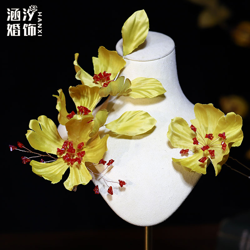 涵汐新款氛围感黑色立体花朵发夹