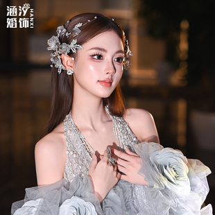 涵汐重工高级感闪亮凝胶对夹头饰新娘结婚盘发发配饰宴会礼服边夹