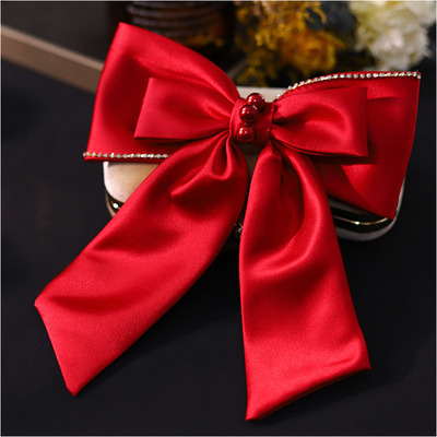 涵汐蝴蝶结珍珠水钻缎面发夹