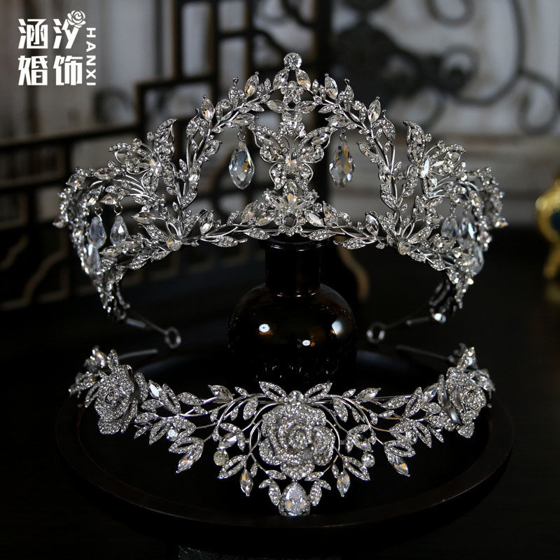 涵汐新娘水钻玫瑰蝴蝶组合皇冠