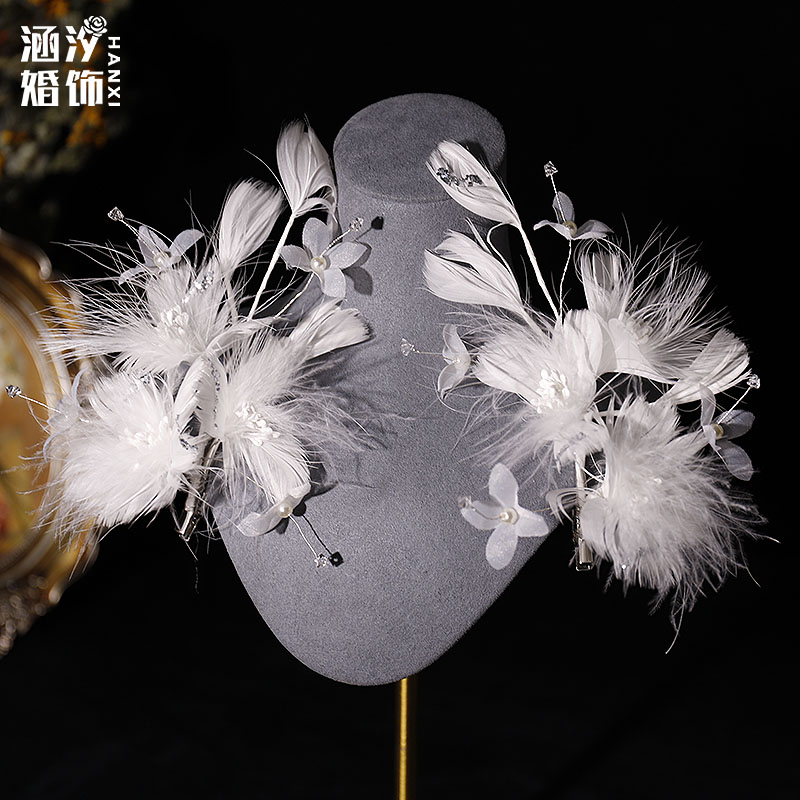 涵汐新款羽毛对夹头饰发饰