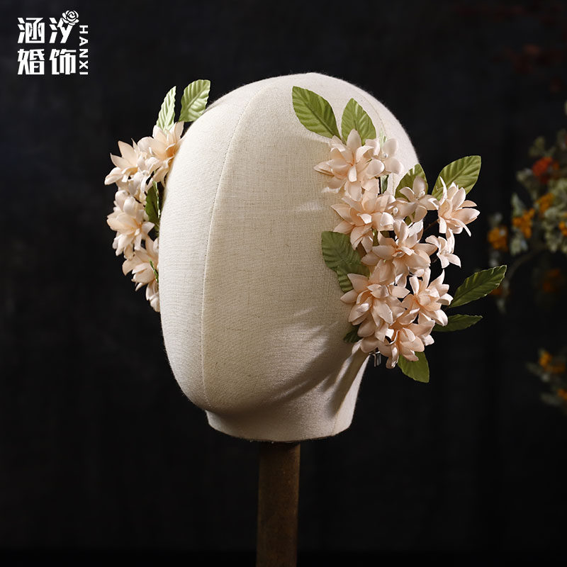 涵汐新款仙美清新香槟粉色发饰