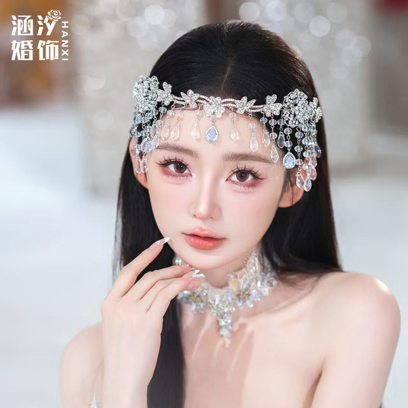 新款重工水晶流苏额色发饰