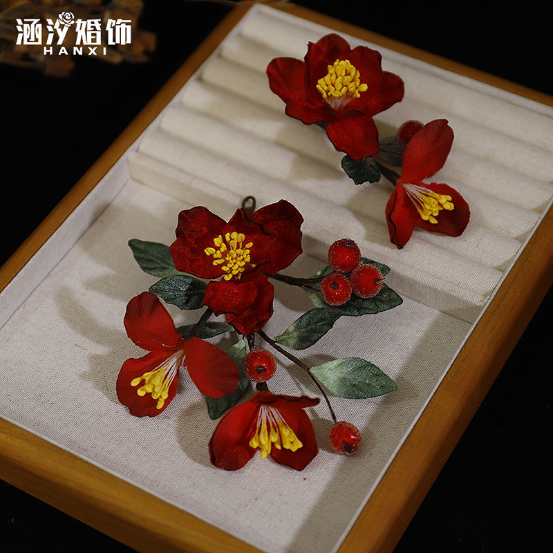 涵汐新款古风百搭花朵头花发叉