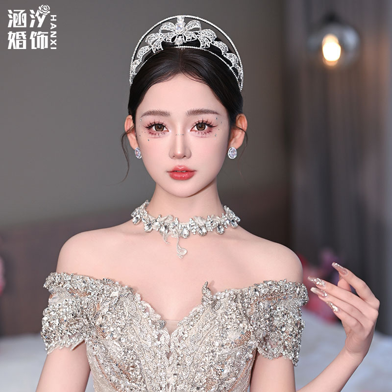 高级感闪亮锆石水钻蝴蝶结头饰