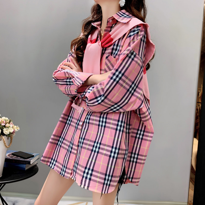 减10】衬衫女宽松显瘦韩版2020秋冬款设计感小众带披肩两件套上衣