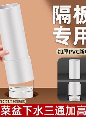 PVC下水管道加长管延长管通用40/50/75管外插排水管隔板排水配件