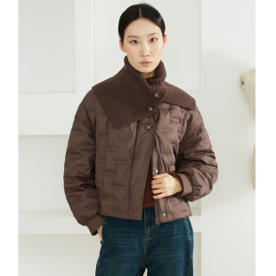 SILVIYE 溯也波兰进口科鲁达95白鹅绒拼接毛织领鹅绒服加厚羽绒服