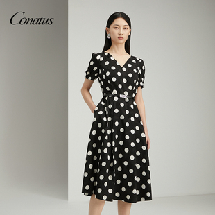 CONATUS/珂尼蒂思2025年春季新款时尚简约长裙气质优雅连衣裙女