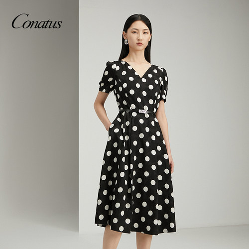 CONATUS/珂尼蒂思2025年春季新款时尚简约长裙气质优雅连衣裙女
