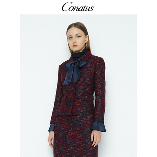CONATUS 外套毛呢大衣女赫本风 珂尼蒂思热销秋冬新款 复古优雅短款