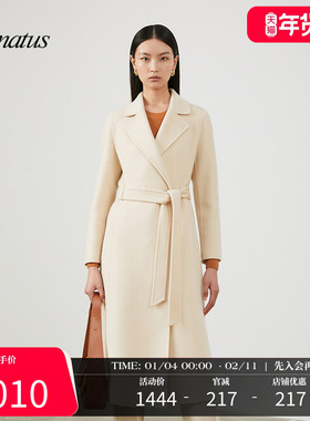 CONATUS/珂尼蒂思绵羊毛外套冬季新款简约百搭赫本风大衣女