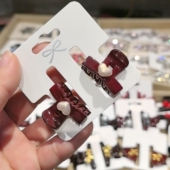 法式 轻奢抓夹女2026新款 高级感领结水钻后刘海半抓夹小号发夹一对