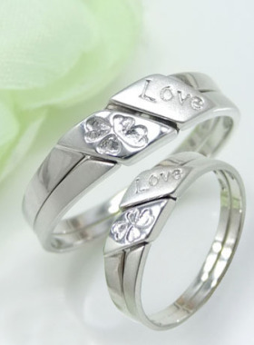 挚爱纯银永不分离四叶草情侣戒指