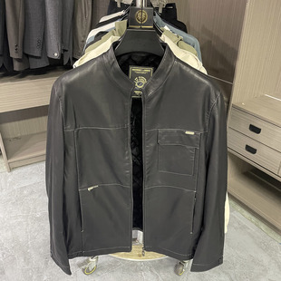 立领机车皮衣黑色修身 柜货余单 男士 捡漏 百搭休闲加绒外套 断码