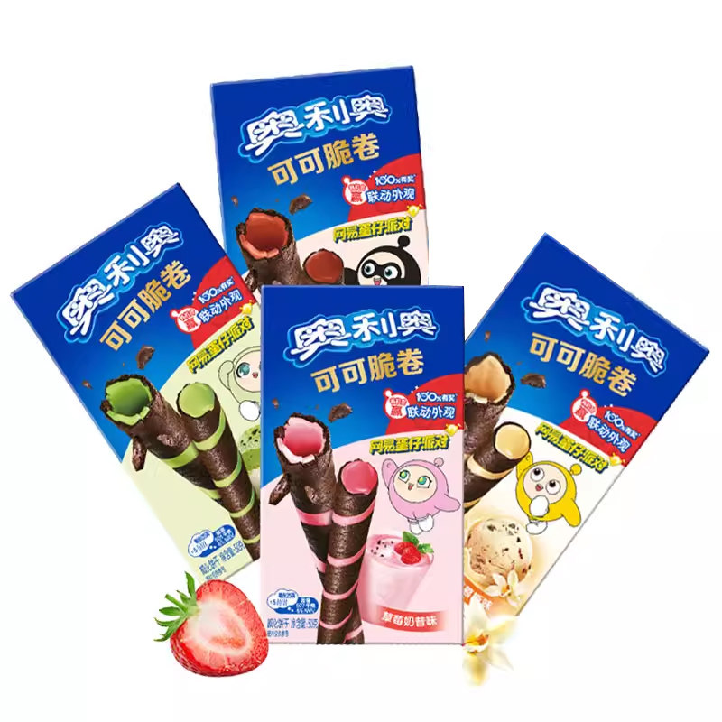 奥利奥可可脆卷50g*4盒巧克力夹心饼干办公室解馋圣诞节小吃零食