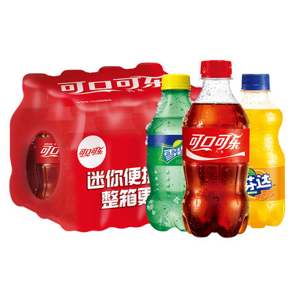 可口可乐碳酸饮料汽水300ml*24瓶装整箱可乐芬达雪碧零度迷你小瓶