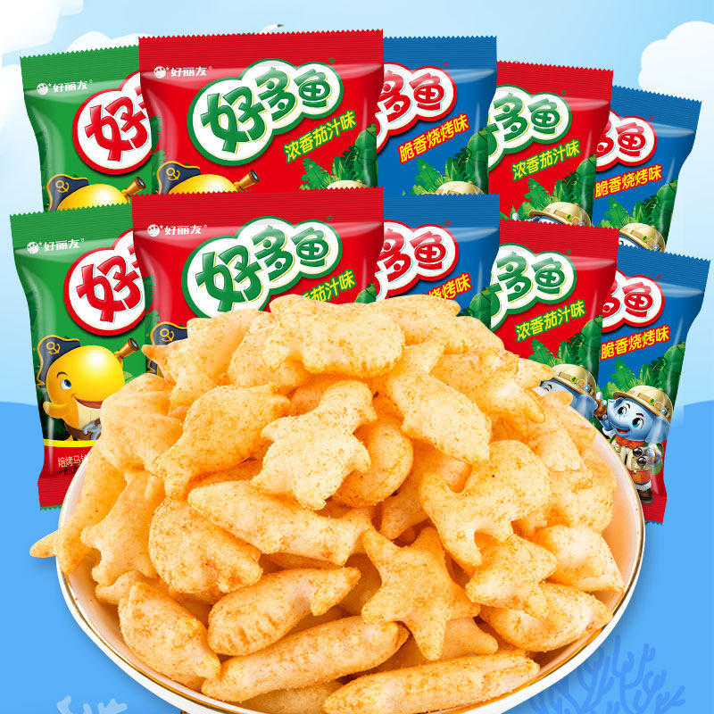 好丽友好多鱼饼干薯片儿童休闲零食非油炸解馋送女友散装约21g