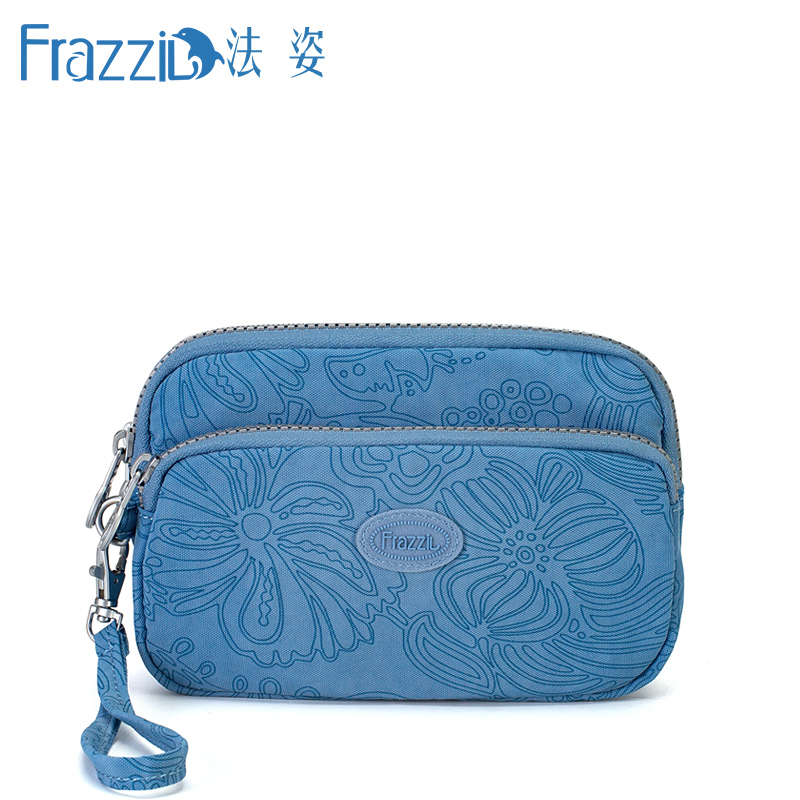 Frazzil/法姿手拿包女春夏新款潮洗水帆布小手拎包多隔层零钱女包