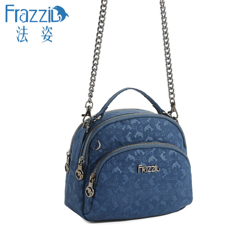 Frazzil/法姿女包迷你斜挎包春夏新品时尚帆布链条小布包单肩潮包
