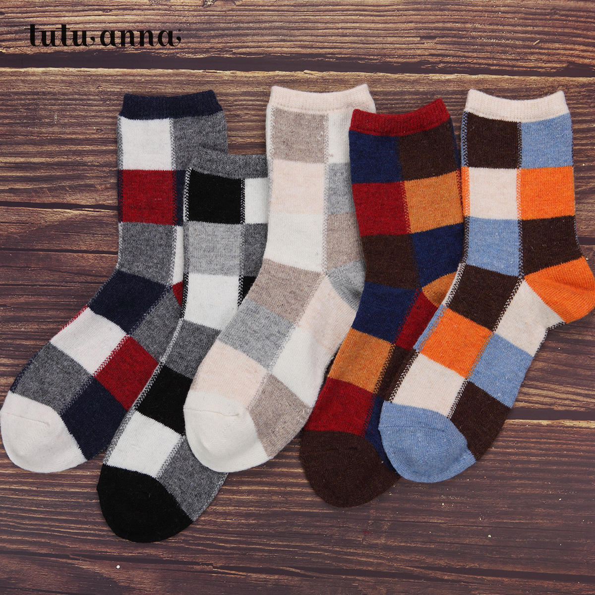 tutuanna短袜女秋冬条纹羊毛袜