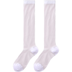 tutuanna夏季丝袜小腿袜 薄款透气纯色银线玻璃丝袜中筒袜女