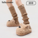 tutuanna秋冬棉质透气女士腿套 纯色毛毛蝴蝶结显瘦堆堆袜腿套女