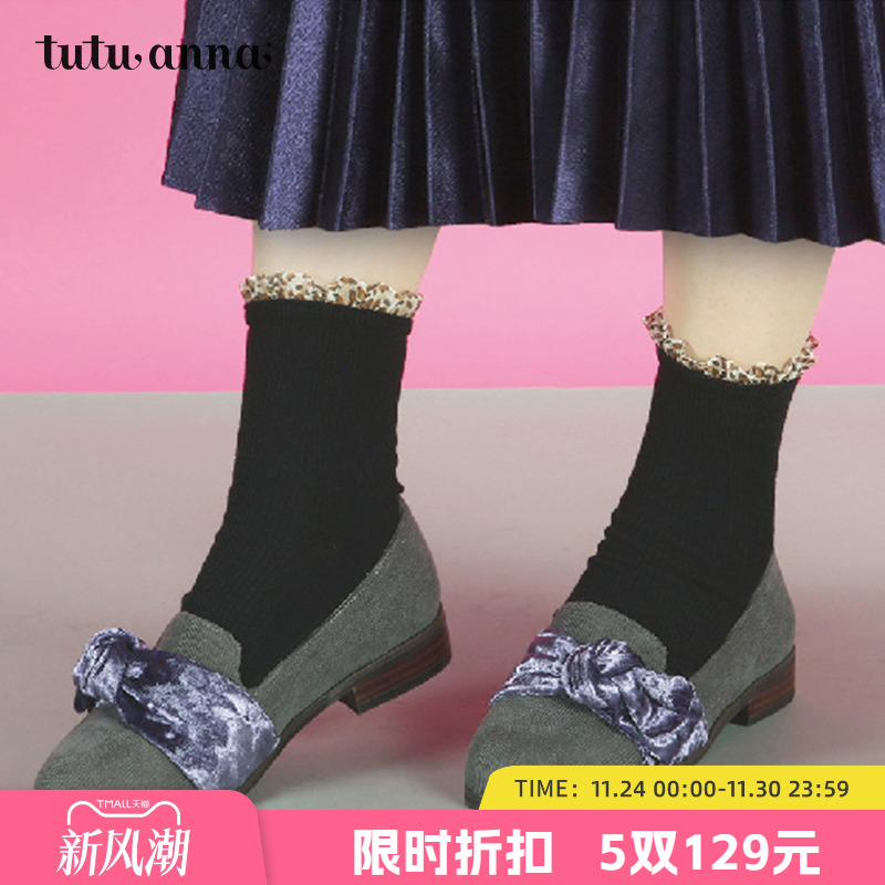 tutuanna短袜甜美镂空蝴蝶结春季