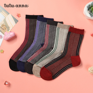 tutuanna女袜 春秋潮流街头风可外穿多色任选 可爱纯色短袜大链接