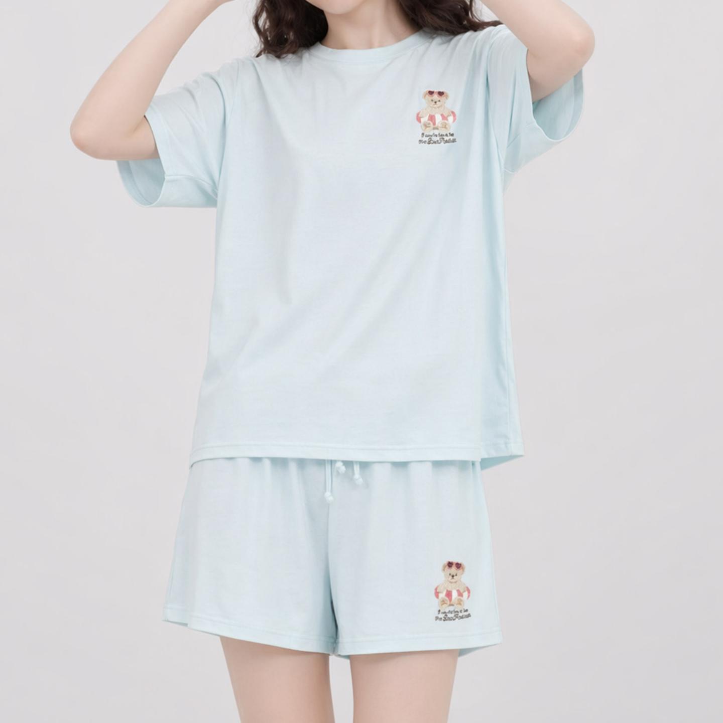 tutuanna睡衣女款2026新款 日本同款救生圈小熊刺绣短袖家居服女图片