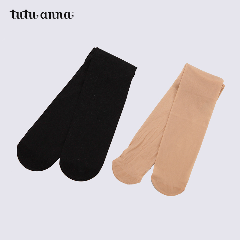 tutuanna中筒袜女 纯色丝袜薄款女袜中通丝袜黑色肉色轻薄过膝袜