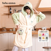 加绒保暖长款 秋冬睡衣女款 睡袍 家居服女 tutuanna大眼蛙IP联名款