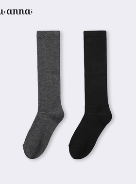 tutuanna女袜中筒袜35cm吸汗透气秋冬黑色保暖潮流中筒袜可外穿