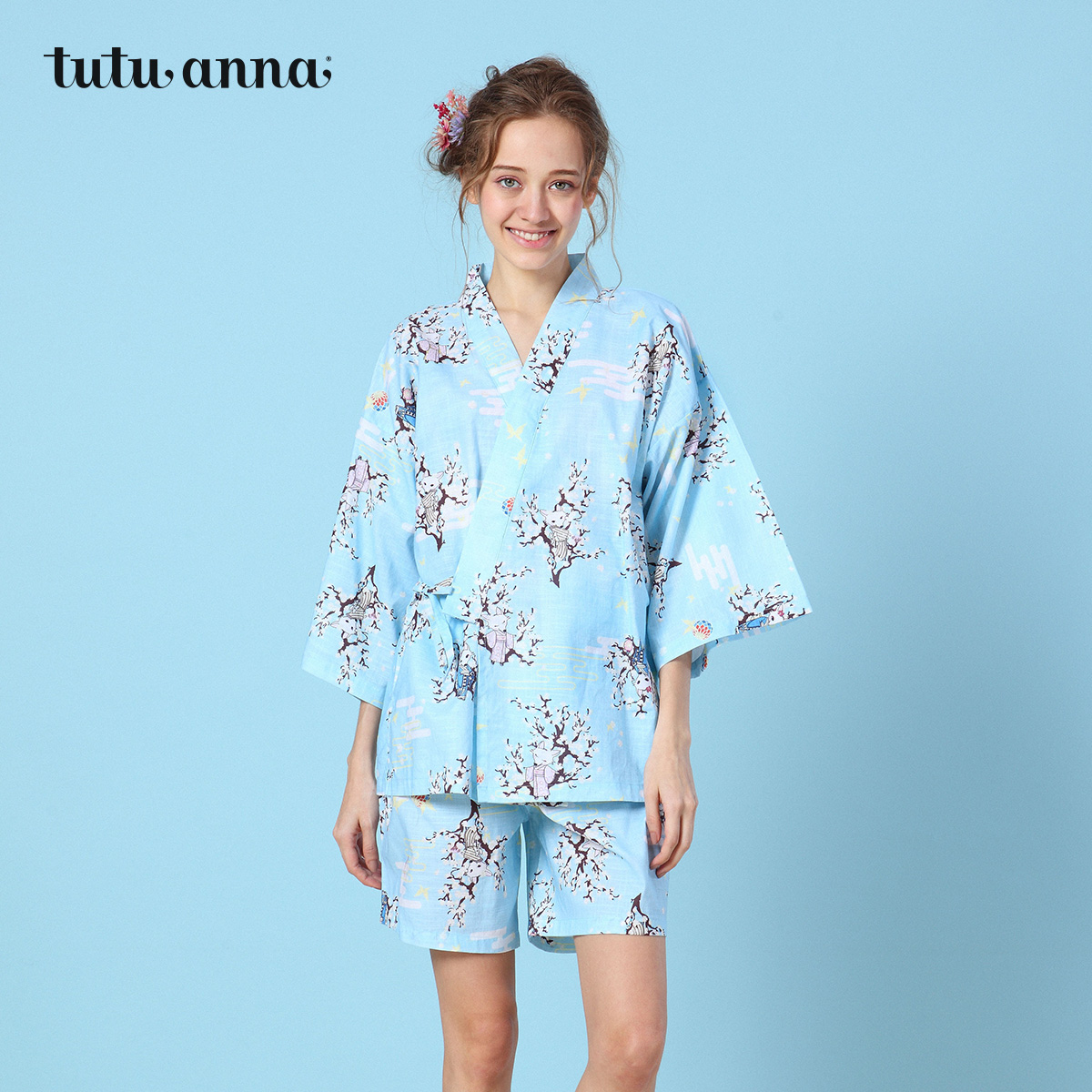 tutuanna2018ÏÄÐÂÆ·ºÍ·çÉõƽ ºüÀêÓ¡»¨ÃÞÖÊ˯Ò ºÍ·þÉÏÏÂÌ×¼Ò¾Ó·þ