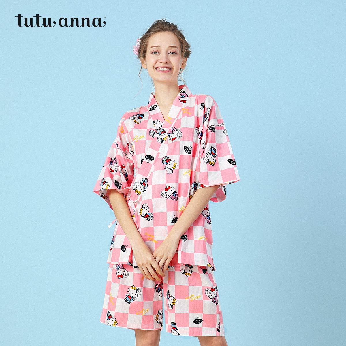 tutuanna¼Ò¾Ó·þÌ××°Å®ºÍ·çÉõƽHelloKittyÂúÓ¡ÃÞÖÊÉÏÏÂÌ×ר¹ñͬ¿î