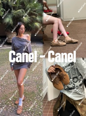 CANEL 新款系带绝美芭蕾舞鞋女 复古舒适平底休闲鞋浅口真皮女