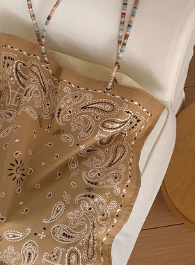 酥皮商店~花少明星同款方巾包双面背腰果花度假风出游单肩托特包