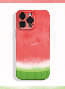 夏日西瓜~适合夏天简约ins适用iPhone16/15promax手机壳新华为pura70苹果13全包小米14小众畅享70iqooneo10软