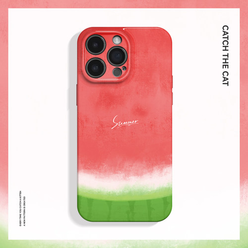 夏日西瓜~适合夏天简约ins适用iPhone16/15promax手机壳新华为pura70苹果13全包小米14小众畅享70iqooneo10软