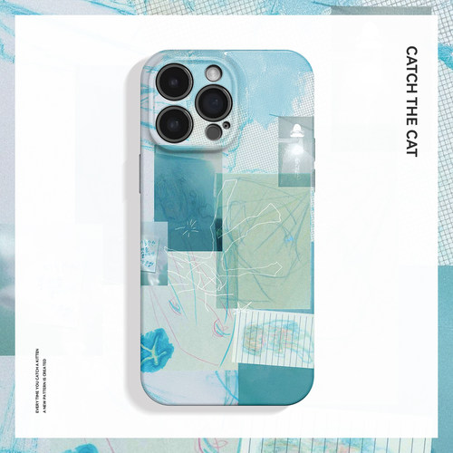 蓝色碎片~适合夏天创意拼贴适用iPhone16/15pro手机壳新款华为mate70小米14畅享70vivoS19软iqooneo10苹果14