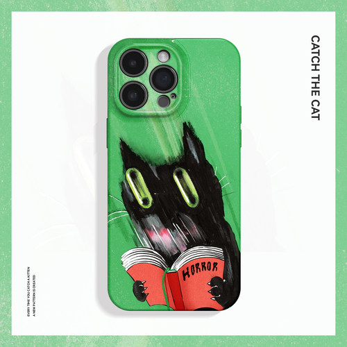 抓狂~个性模糊看书小猫小众ins适用iPhone16promax手机壳nova13华为pura70小米15vivox100软oppofindx8苹果14